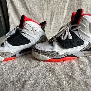 Jordan Kids White Black Sneakers with Orange Accents